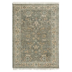 4x6 Muted Sage and Ivory Vintage Turkish Oushak Handwoven Wool Rug ( G-14700 )