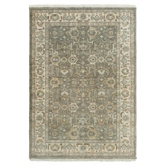 6x9 Muted Sage and Ivory Vintage Turkish Oushak Handwoven Wool Rug ( G-14699 )