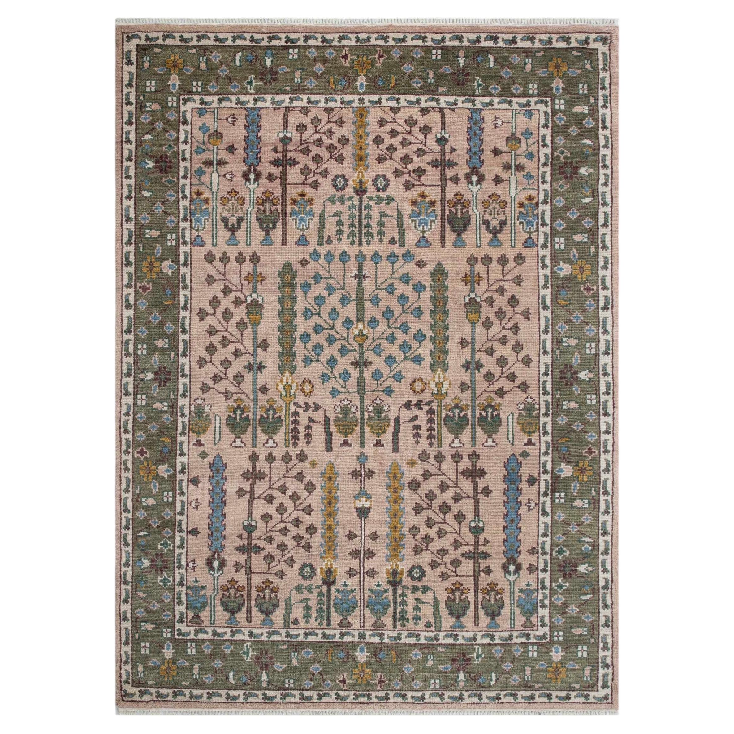 8x10 Pink Tree Of Life Hand Knotted Wool Rug ( G-14627 )