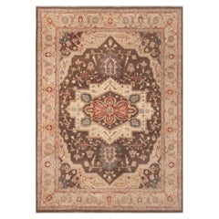 8x10 Brown Persian Inspired Hand Knotted Wool Area Rug ( OAC -52 )