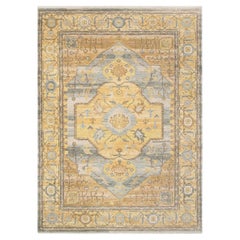 9x12 Gold Gray Turkish Persian Hand Knotted Wool Rug ( OAC -23 )