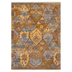 9x12 Gold Blue Traditional Persian Hand Knotted Wool Rug ( OAC -18 )