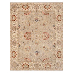 8x10 Gray Ivory Persian Inspired Hand Knotted Wool Area Rug ( OAC - 30 )