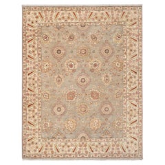 8x10 Gray Ivory Persian Inspired Hand Knotted Wool Area Rug ( OAC - 28 )