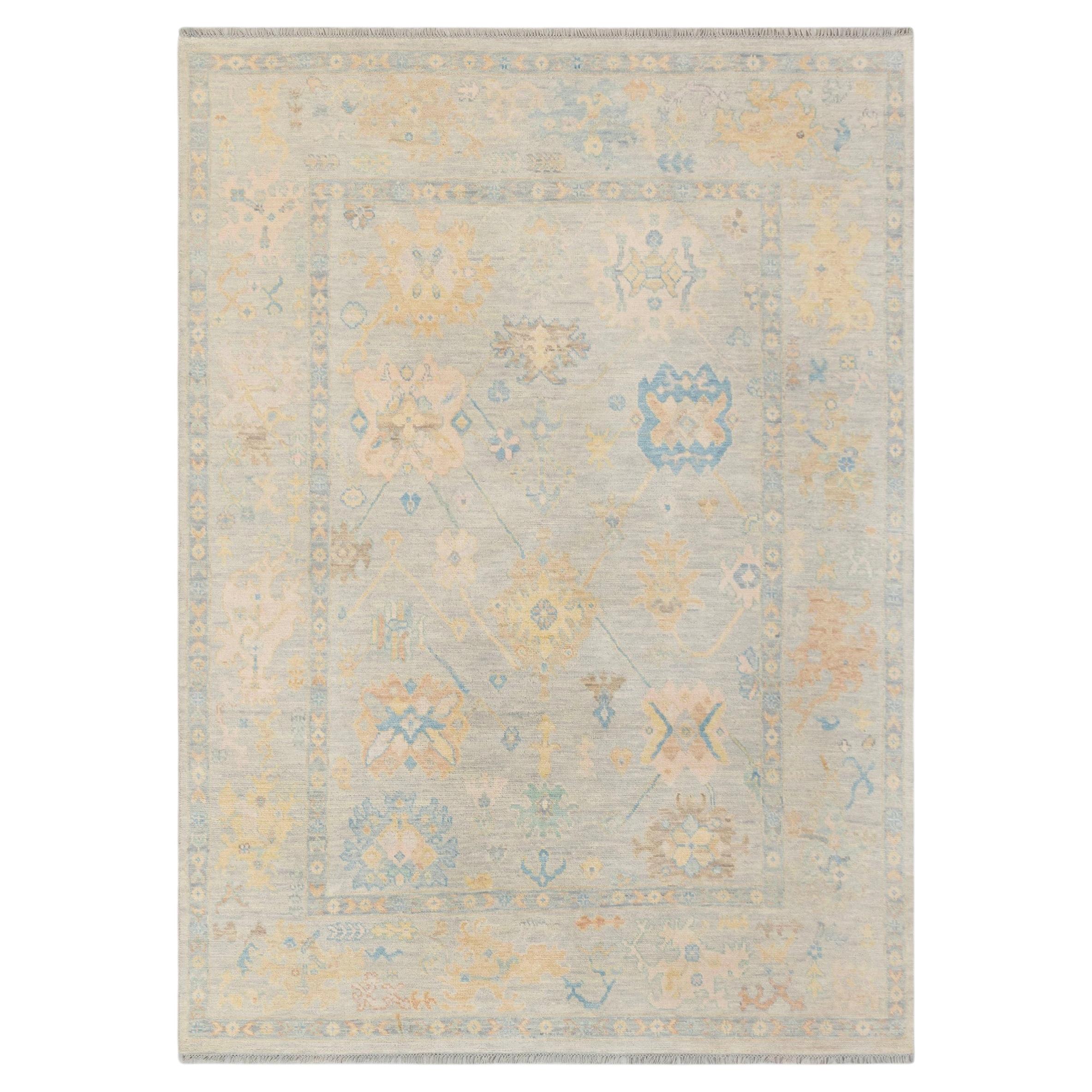 8x10 Gray Ivory Turkish Oushak Hand Knotted Wool Area Rug ( OAC - 36 )
