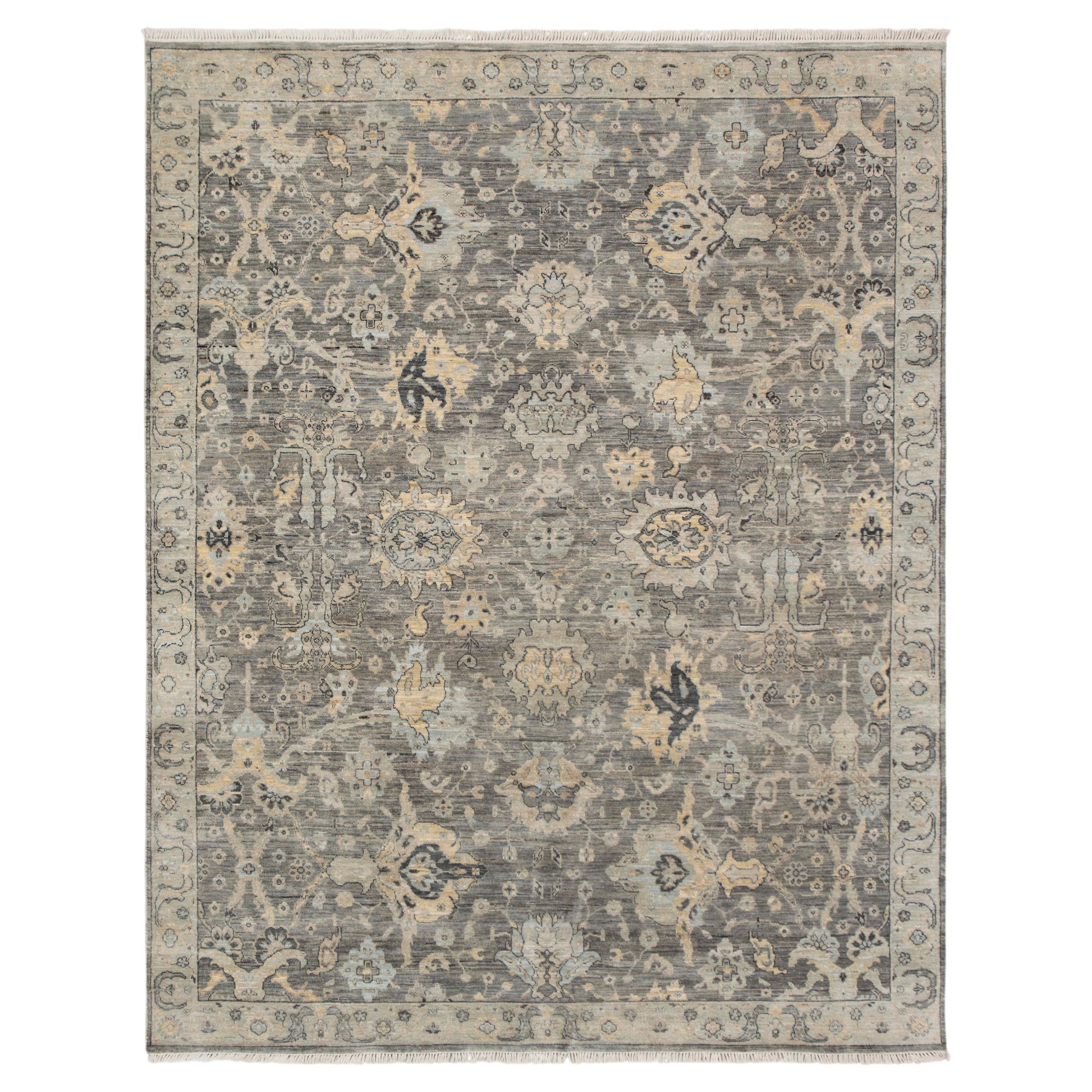8x10 Gray Persian Style Hand Knotted Wool Area Rug ( OAC - 3 )