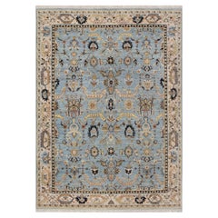 8x10 Blau Türkisch Oushak Handgeknüpfter Wollteppich ( OAC - 16 )