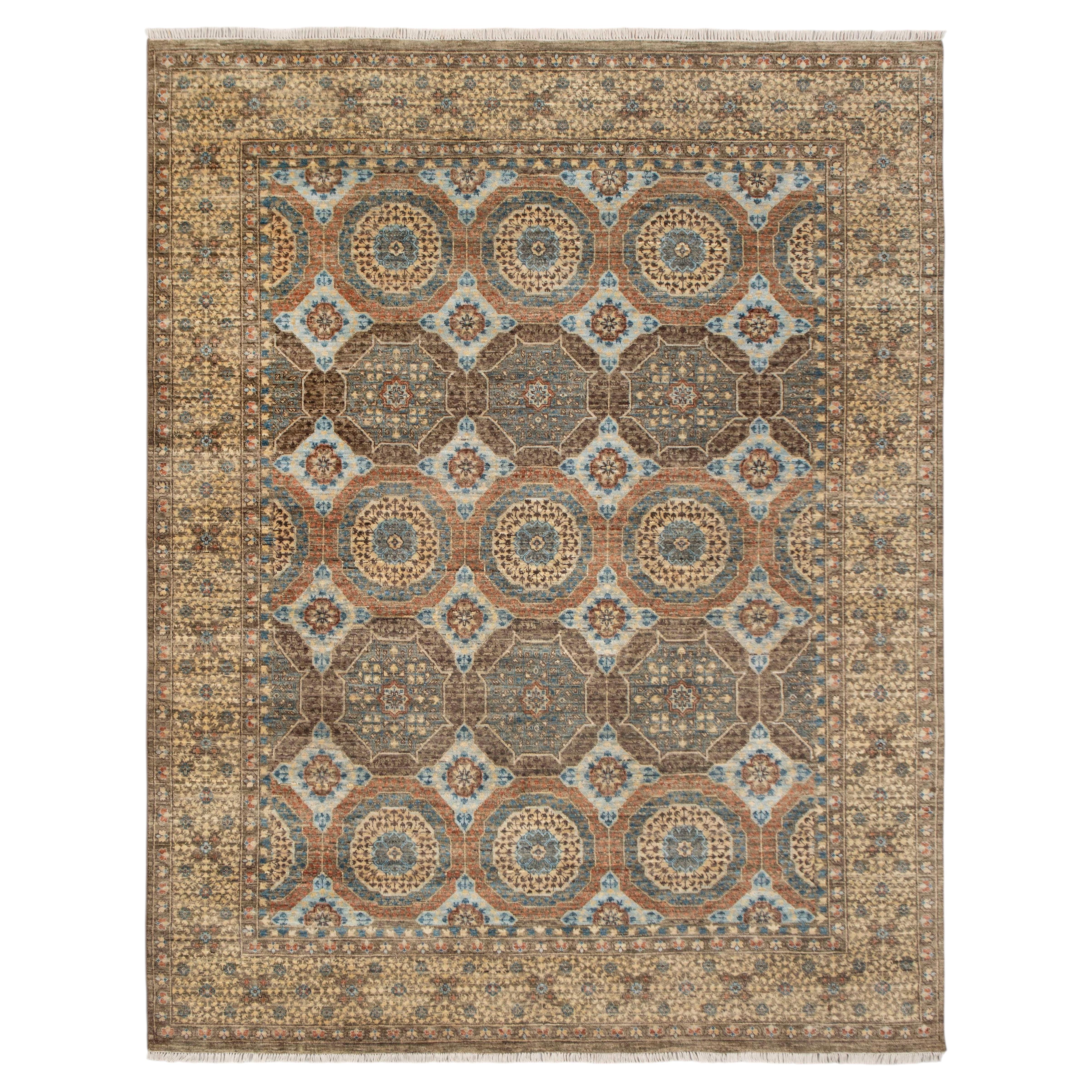 8x10 Brown Red Persian Mamluk Hand Knotted Wool Rug ( OAC - 6 )