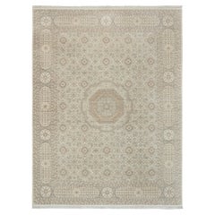 9x12 Neutral Palette Persian Medallion Hand Knotted Wool Rug ( G- 13599 )