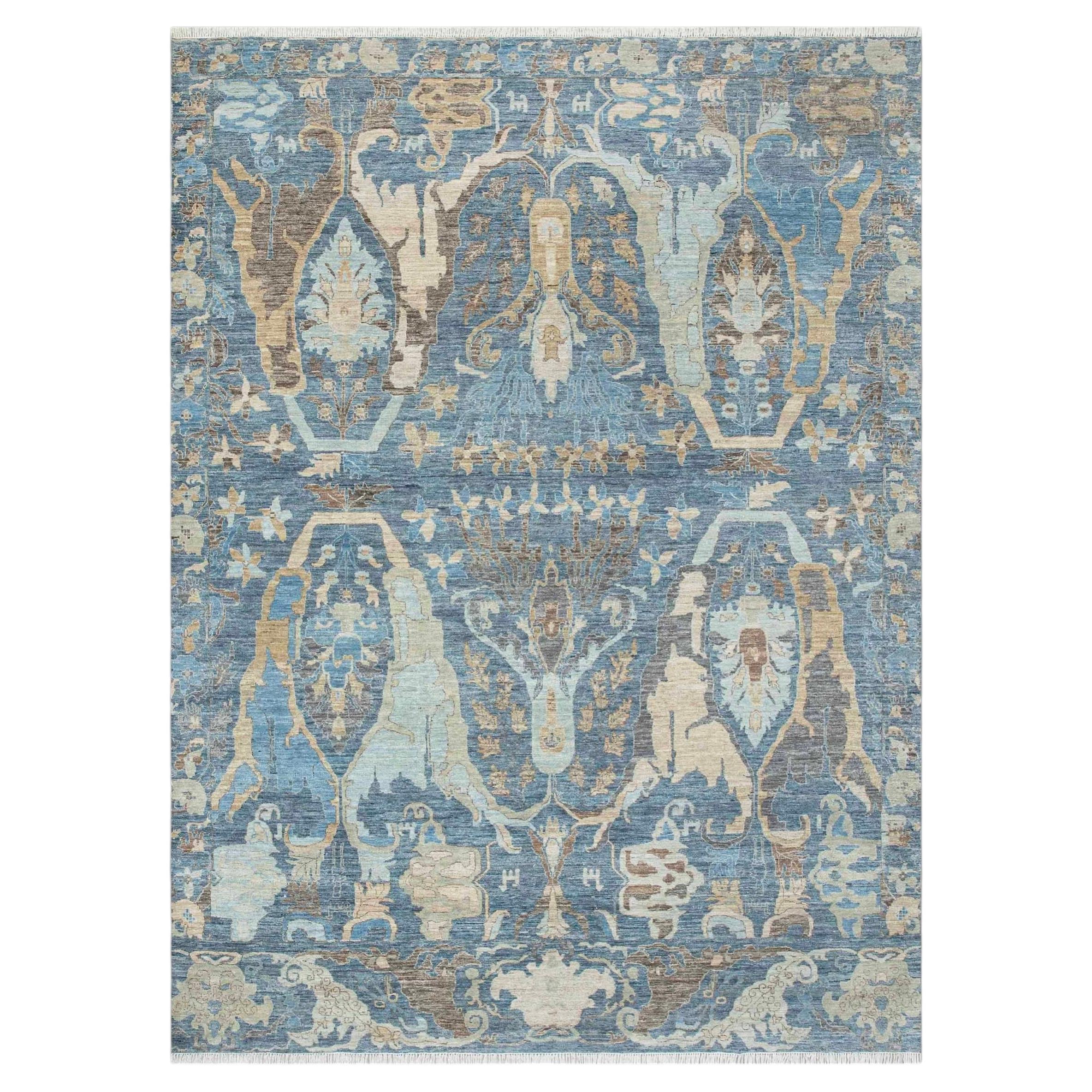 10x14 Blue Persian Bidjar Hand Knotted Wool Rug ( JC - 11146 )
