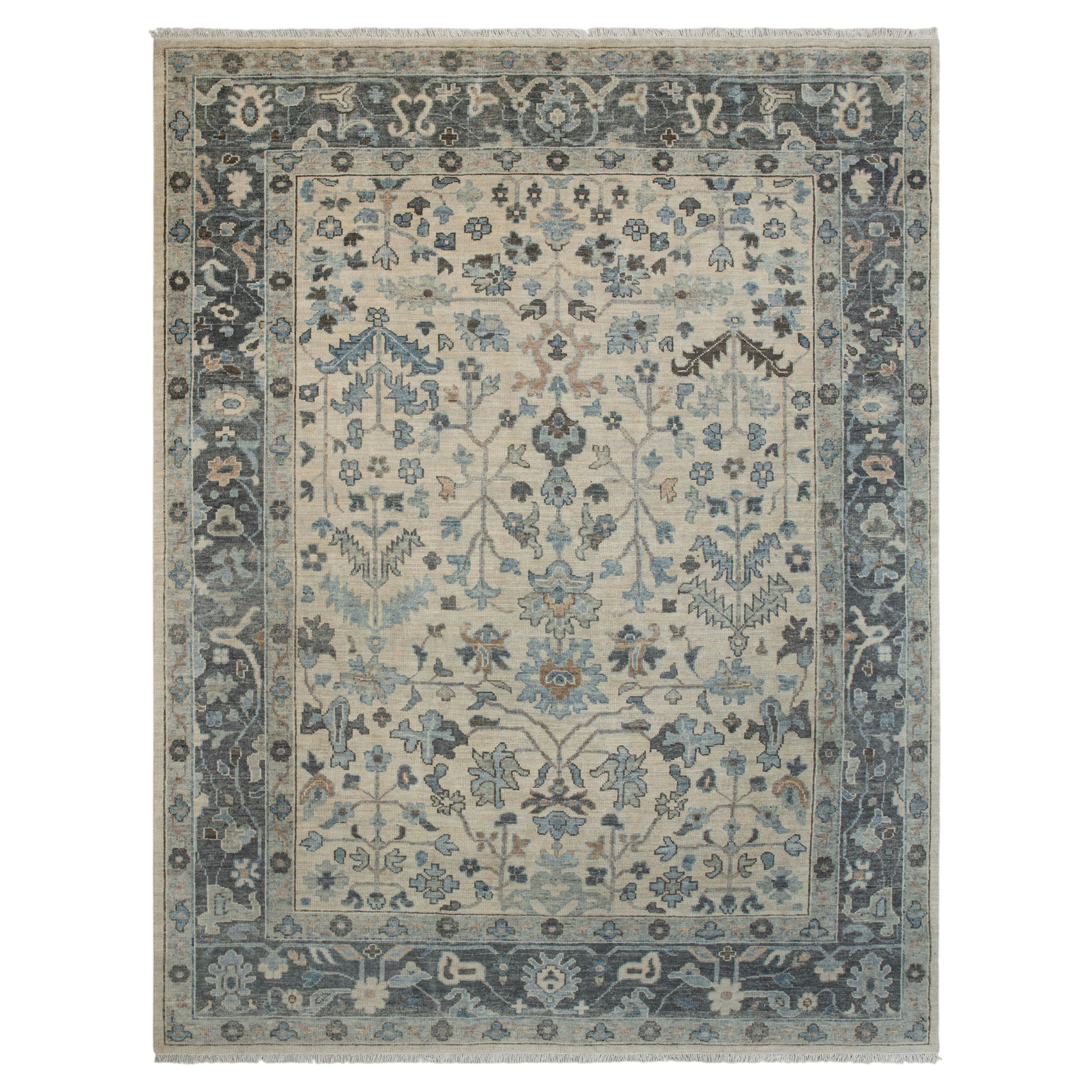12x15 Ivory Muted Tone Wool Hand Knotted Oushak Wool Rug ( G-14782 ) For Sale