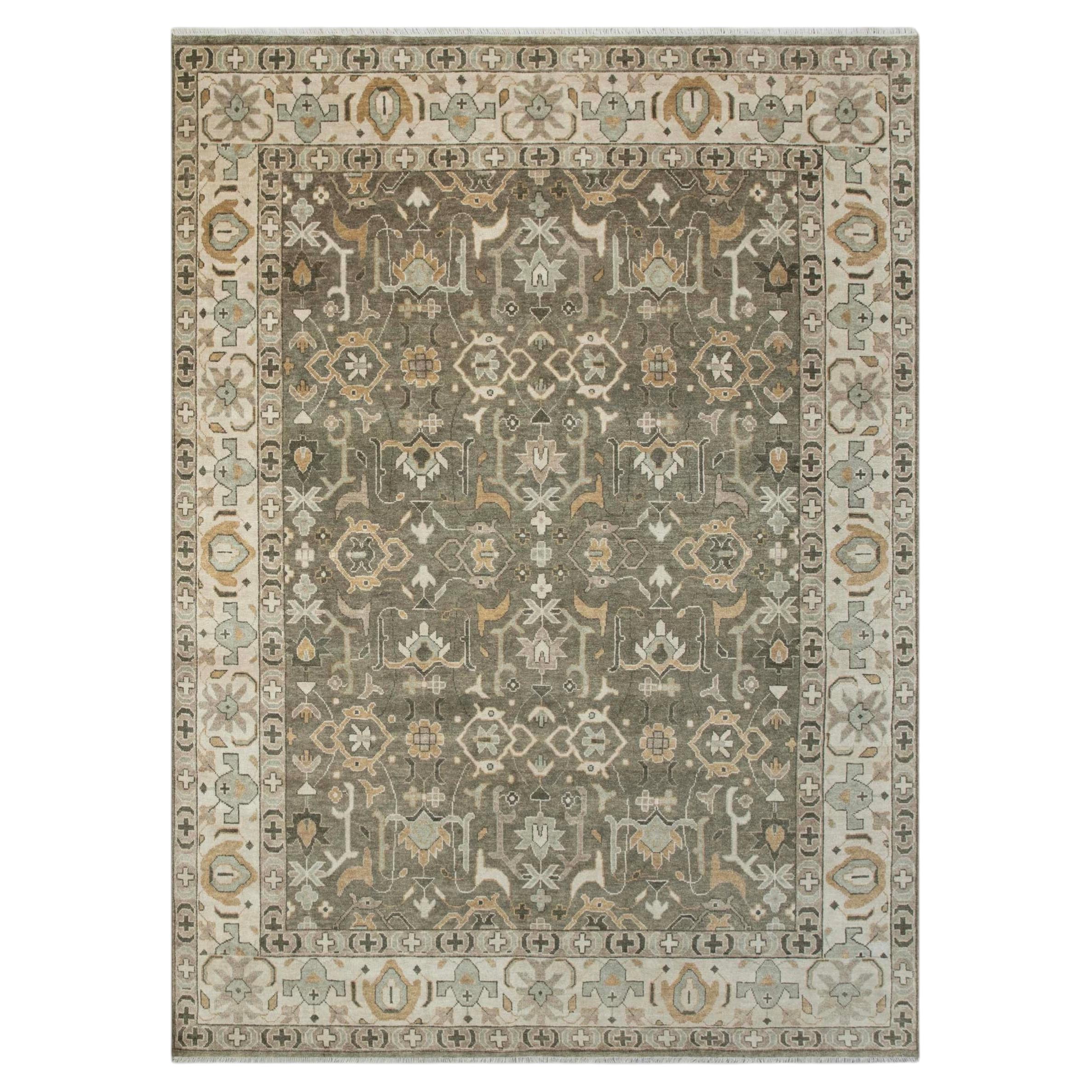 12x15 Greene & Greene Beige Stile Persiano Tappeto di Lana Annodato a Mano ( G-14157 )
