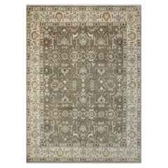 12x15 Olive Green Beige Persian Style Hand Knotted Wool Rug ( G-14157 )