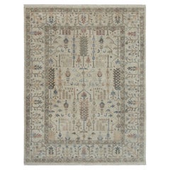 12x15 Muted Ivory Tones Tree Of Life Hand Knotted Oushak Wool Rug ( G-13239 )