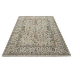12x15 Muted Ivory Tones Tree Of Life Hand Knotted Oushak Wool Rug ( G-13239 )