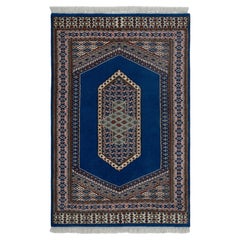 3x5 Blue Afghan Traditional Medallion Handmade Wool Rug ( H-2 )