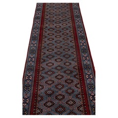 2.6x10 Bluish Gray Persian Bokhara Hand Knotted Wool Runner Rug ( H-7 )