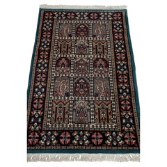 2.6x4 Ft Teal Vintage Persian Hand Knotted Wool Rug ( H-8 )