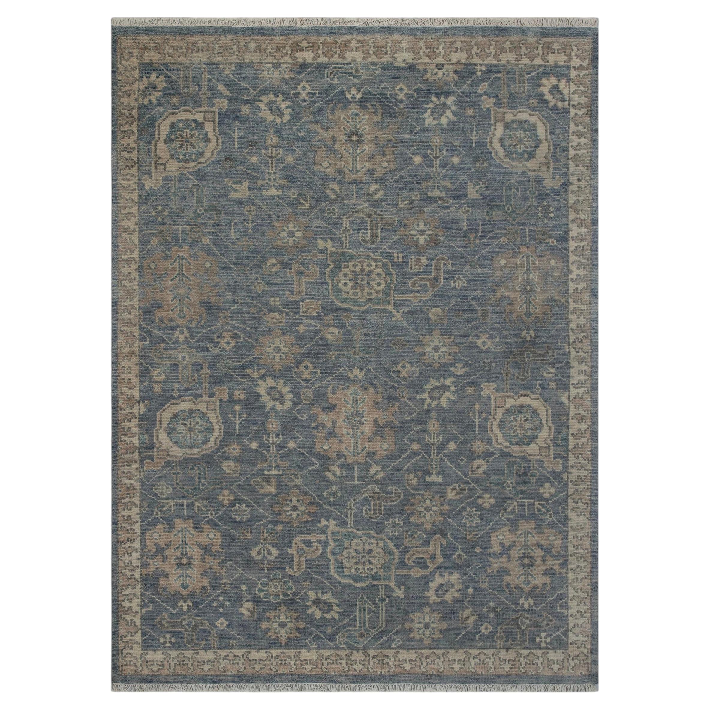 8x10 Dark Blue Turkish Oushak Hand Knotted Wool Rug ( G-14786 )