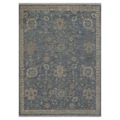 8x10 Azul Oscuro Alfombra turca de lana anudada a mano Oushak ( G-14786 )