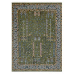 8x10 Verde musgo Árbol de la vida Oushak Alfombra de lana anudada a mano ( G-14785 )