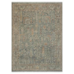 Alfombra de lana anudada a mano 8x10 verde salvia Tree Of Life Oushak ( G- 14783 )