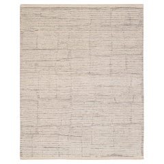 8x10 Ivory Moroccan Berber Boho Hand Knotted Wool Rug ( JC - 7288 )