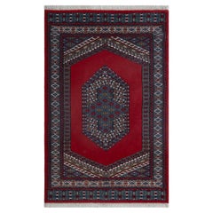 2.6x4 Ft Red Persian Medallion Bokhara Hand Knotted Wool Rug ( S - 24 )