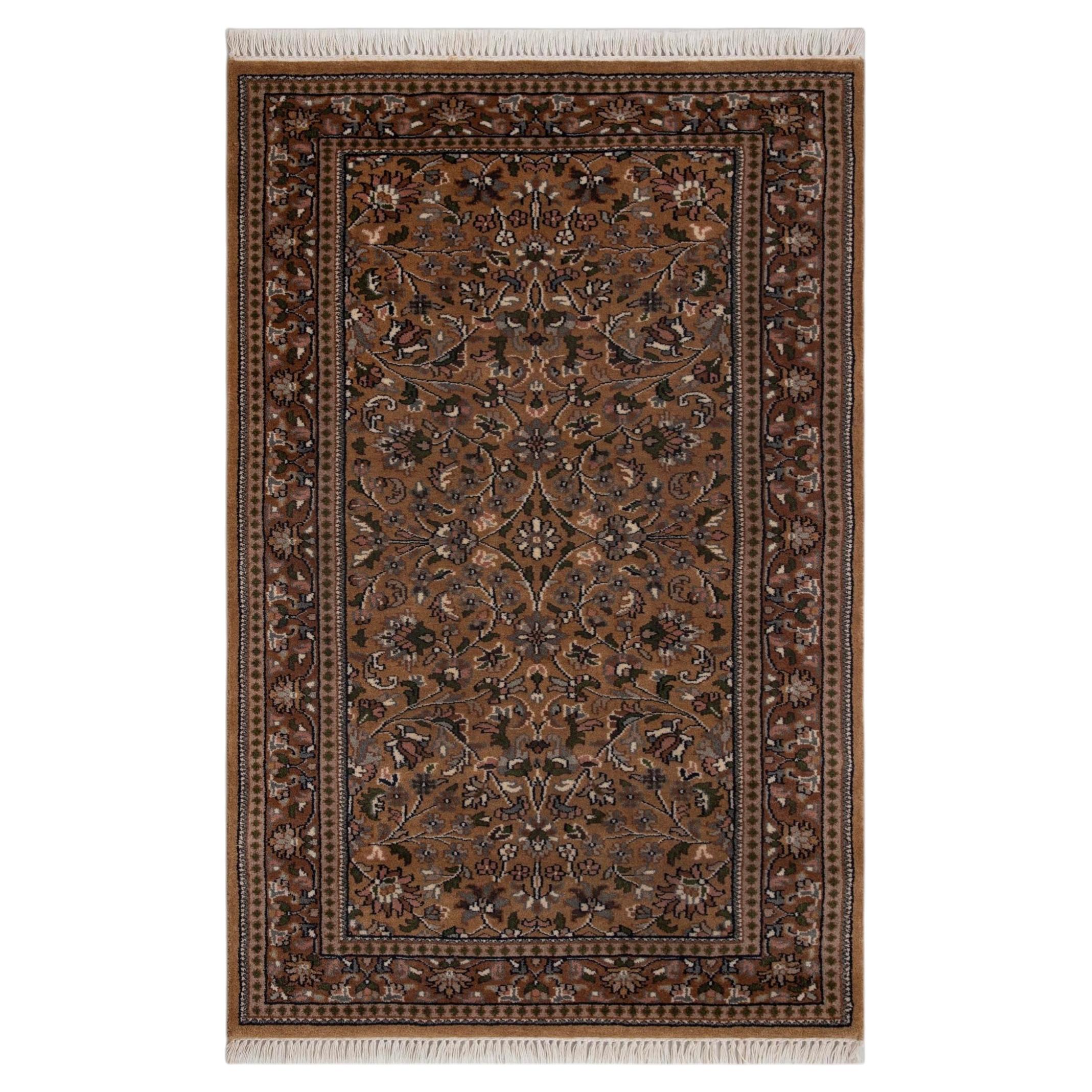 3x5.2 Brown Traditional Design Handmade Persian Floral Area Rug ( S - 17 )