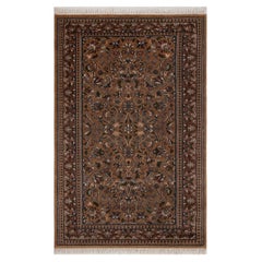 3x5.2 Brown Traditional Design Handmade Persian Floral Area Rug ( S - 17 )