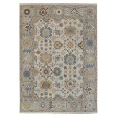 10x14 Cream Gray Turkish Oushak Design Hand Knotted Wool Rug ( JC - 1299 )