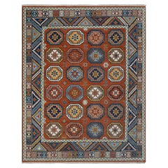 8x10 Rust Hand Knotted Oushak Wool Rug For Bedroom ( JC - 15786 )