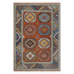 4x6 Rust Hand Knotted Oushak Wool Rug For Bedroom ( JC - 15859 )