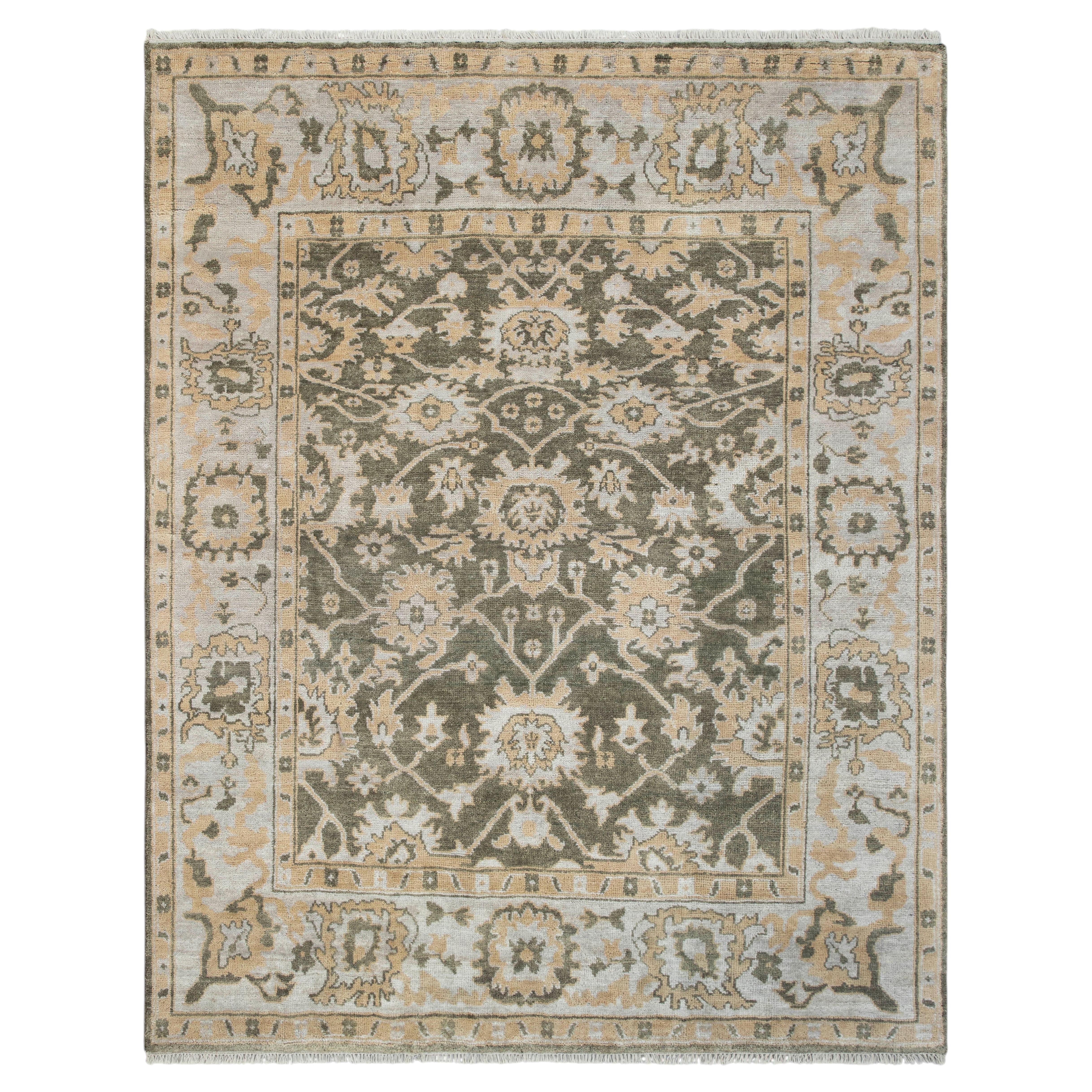 8x10 Vintage-Perserteppich im traditionellen orientalischen Blumenmuster, sagegrün (G - 15308)