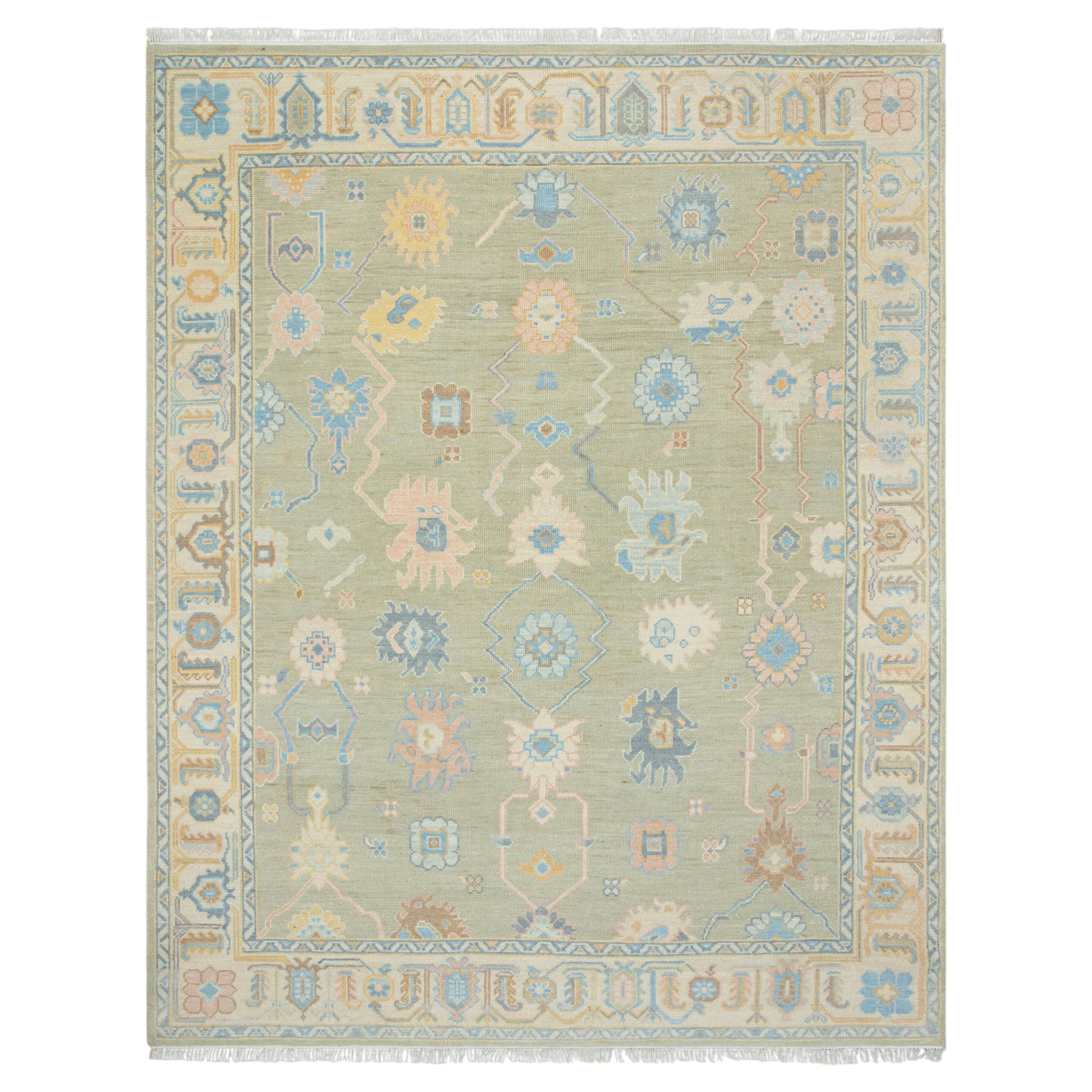 8x10 Green Traditional Oushak Hand-Knotted Customize Wool Rug ( JC - 14424 )