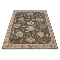 8x10 Muted Charcoal Gray Traditional Antique-Inspired Oushak Area Rug ( MT -371)