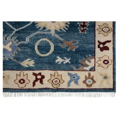 8x10 Blue Traditional Antique-Inspired Oushak Hand Knotted Wool Rug ( MT - 369 )