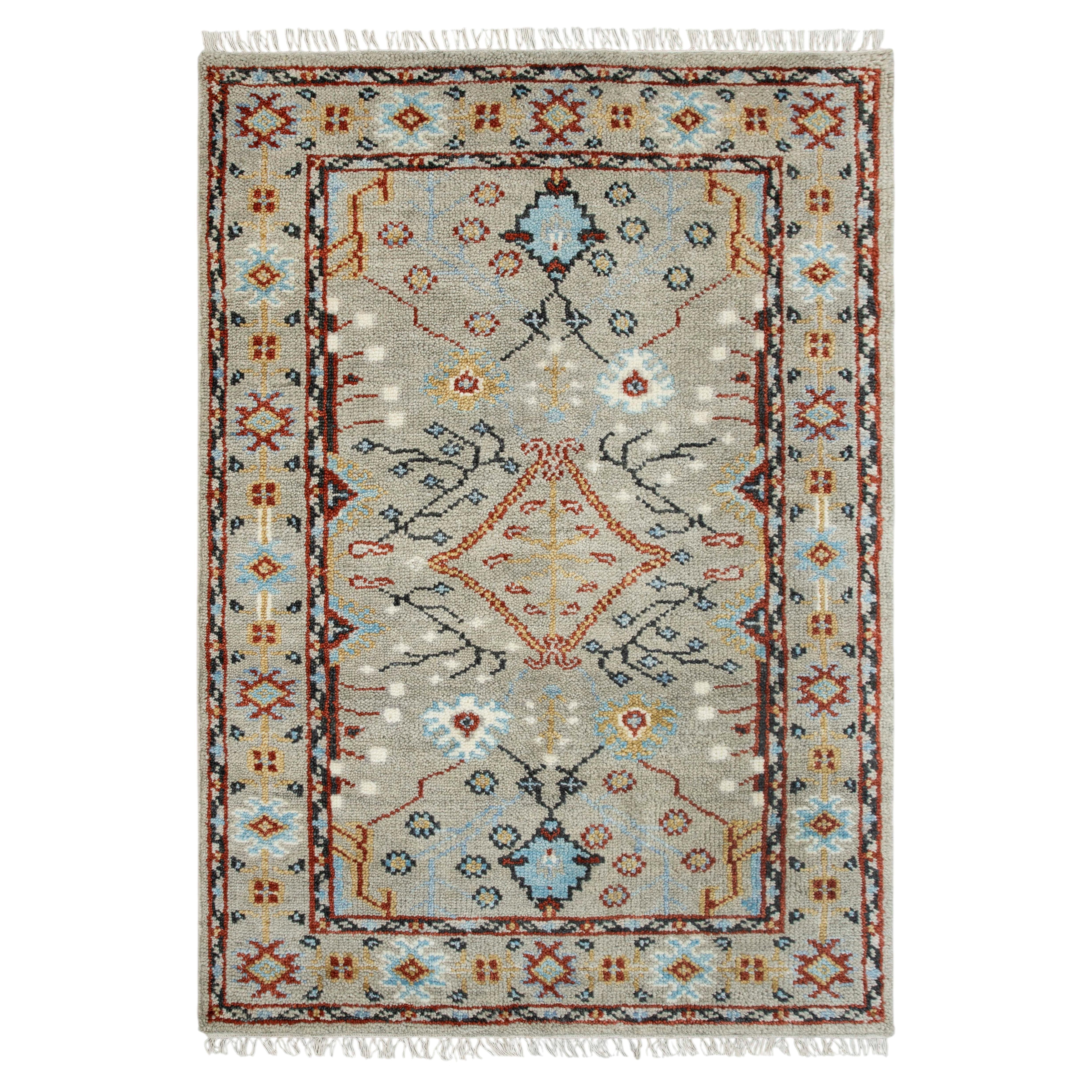 4x6 Ivory Beige Kazak Inspired Traditional Oushak Hand Knotted Wool Rug (MT-356)