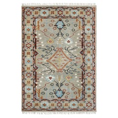 4x6 Ivory Beige Kazak Inspired Traditional Oushak Hand Knotted Wool Rug (MT-356)
