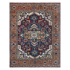 8x10 Burgundy Heriz Traditional Persian Inspired Hand Knotted Wool Rug ( MT-375)