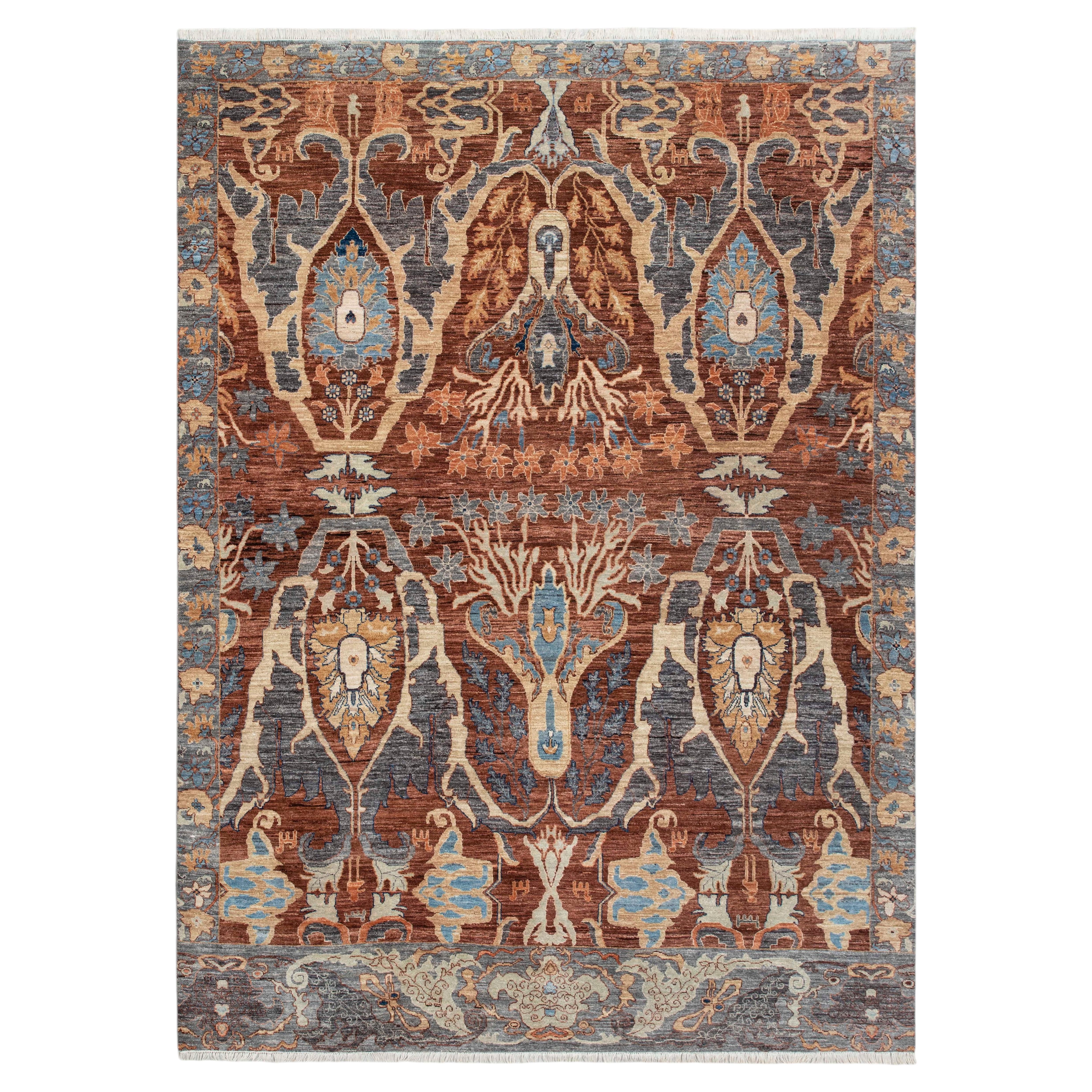 9x12 Rust Brown Vintage Oushak Hand Knotted Wool Area Rug ( JC - 15926 )