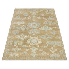 8x10, beigefarbener, handgeknüpfter Wollteppich im türkischen Oushak-Vintage-Stil (G - 15330)