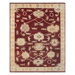 8x10 Burgundy & Ivory Vintage Turkish Style Hand Knotted Wool Rug ( MT - 377 )