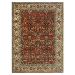 9x12 Red Cream Authentic Vintage Persian Hand Knotted Wool Rug ( G - 14969 )