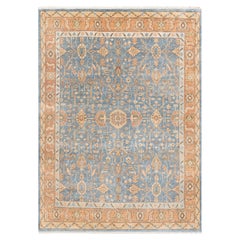 Tapis turc Oushak en laine noué à la main, style persan, gris, 9 x 12 (G - 15374)