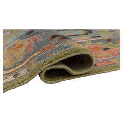 10x14 Green Gray Colorful Turkish Oushak Hand Knotted Wool Rug ( G - 15514 )