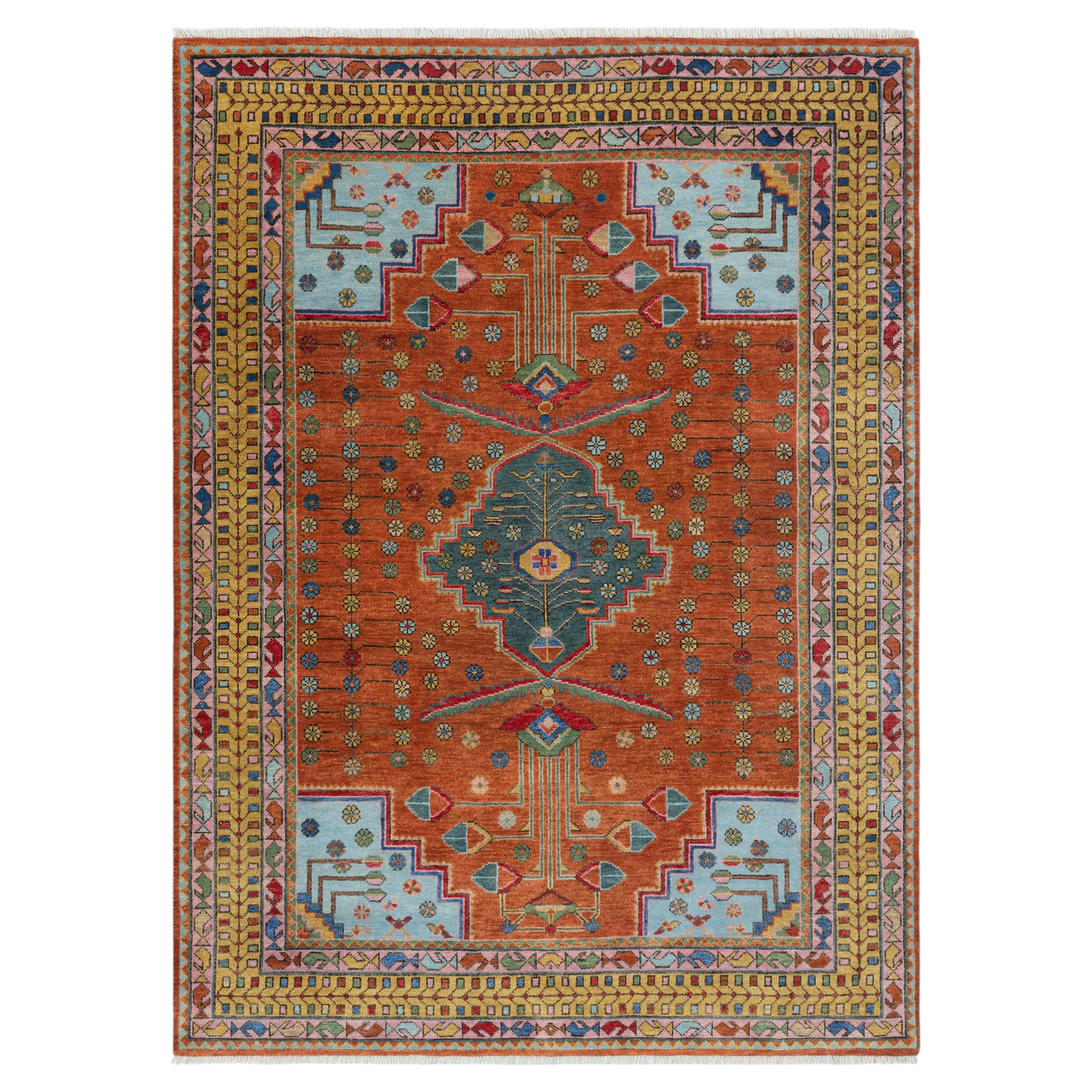 9x12 Rust Vintage Traditional Oushak Hand Knotted Wool Rug ( G - 15531 )