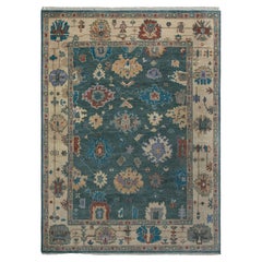8x10 Deep Teal Hand-Knotted Oushak Style Wool Area Rug ( Mt - 382 )