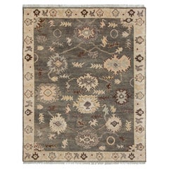 8x10 Olive Green Gray Vintage Turkish Oushak Hand Knotted Wool Rug ( MT - 368 )