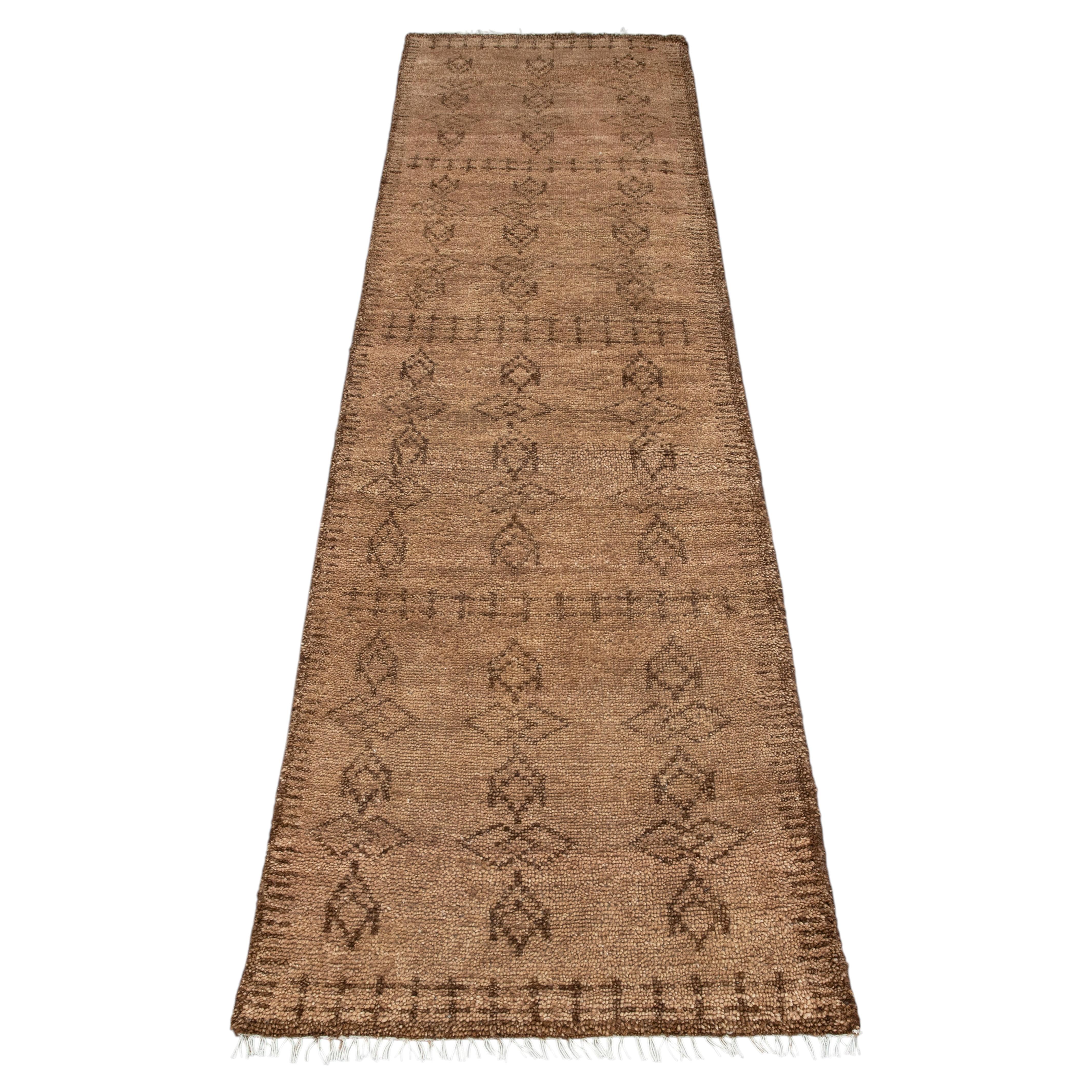 2.6x10 Earth Brown Modern Oushak Hand Knotted Hallway Runner Rug ( G - 15738 ) For Sale